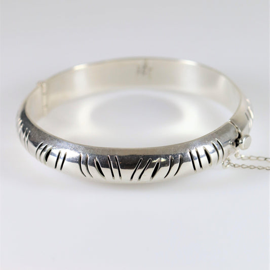 Vintage Silver Mexican Jewelry | Handcrafted Shadow Bangle Bracelet - Carmel FSJ