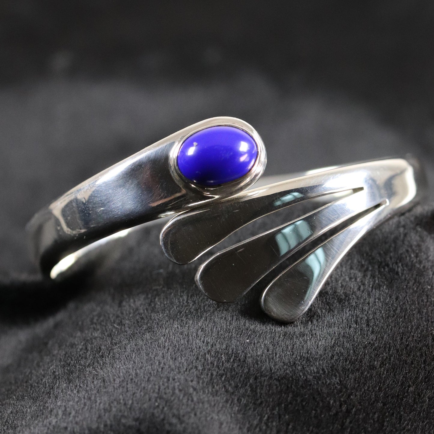 Vintage Silver Mexican Jewelry | Lapis Lazuli Modernist Bracelet - Carmel Fine Silver Jewelry