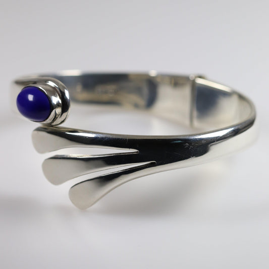 Vintage Silver Mexican Jewelry | Lapis Lazuli Modernist Bracelet - Carmel FSJ