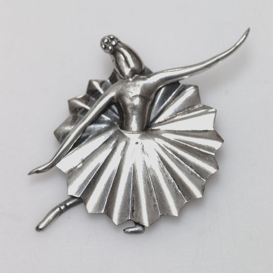 Vintage Silver Mexican Jewelry | Margot de Taxco Style Ballerina Brooch - Carmel FSJ