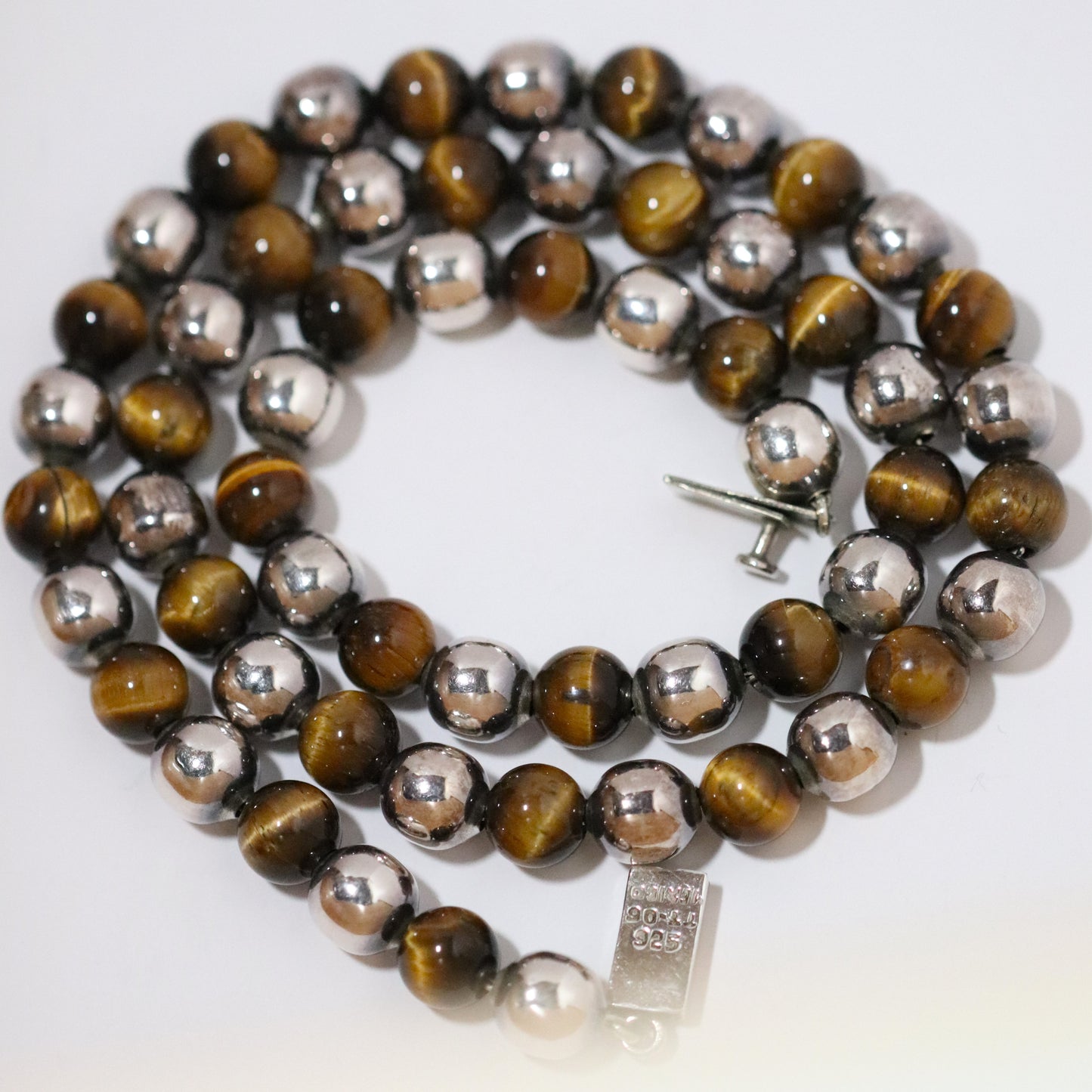 Vintage Taxco Jewelry | Tiger’s Eye Silver Bead Necklace