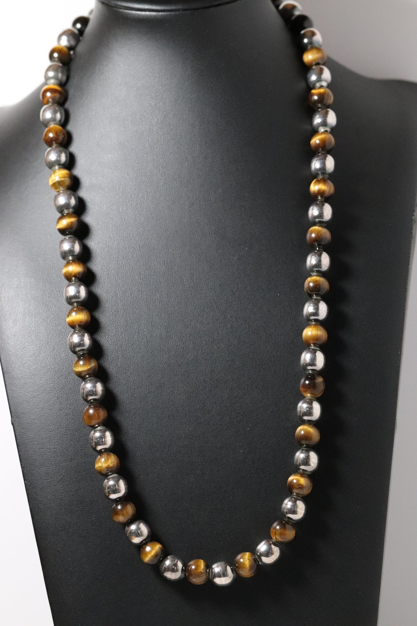 Vintage Taxco Jewelry | Tiger’s Eye Silver Bead Necklace