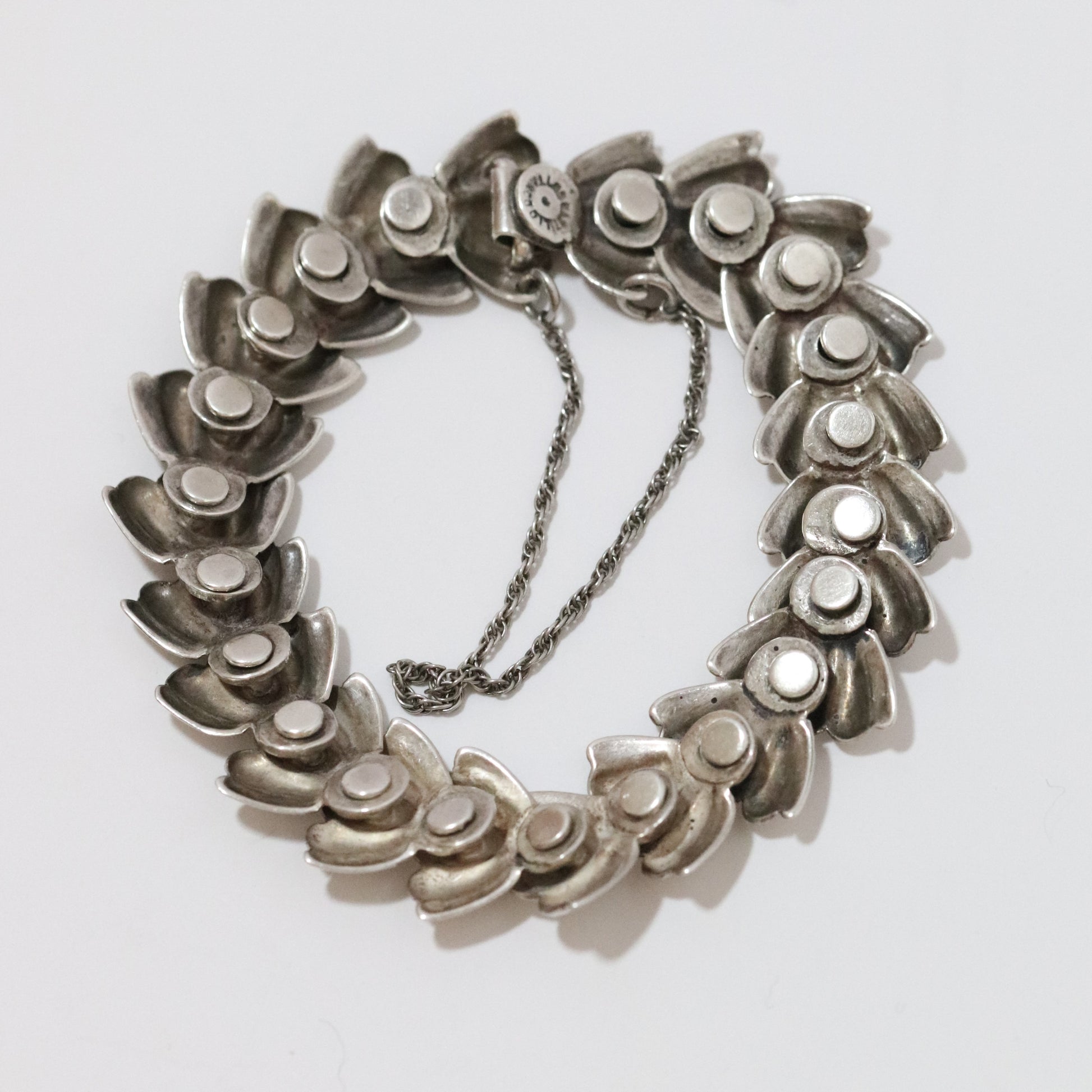 Vintage Taxco Los Castillo Jewelry | Silver Floral Panel Bracelet 168 Mexico - Carmel Fine Silver Jewelry