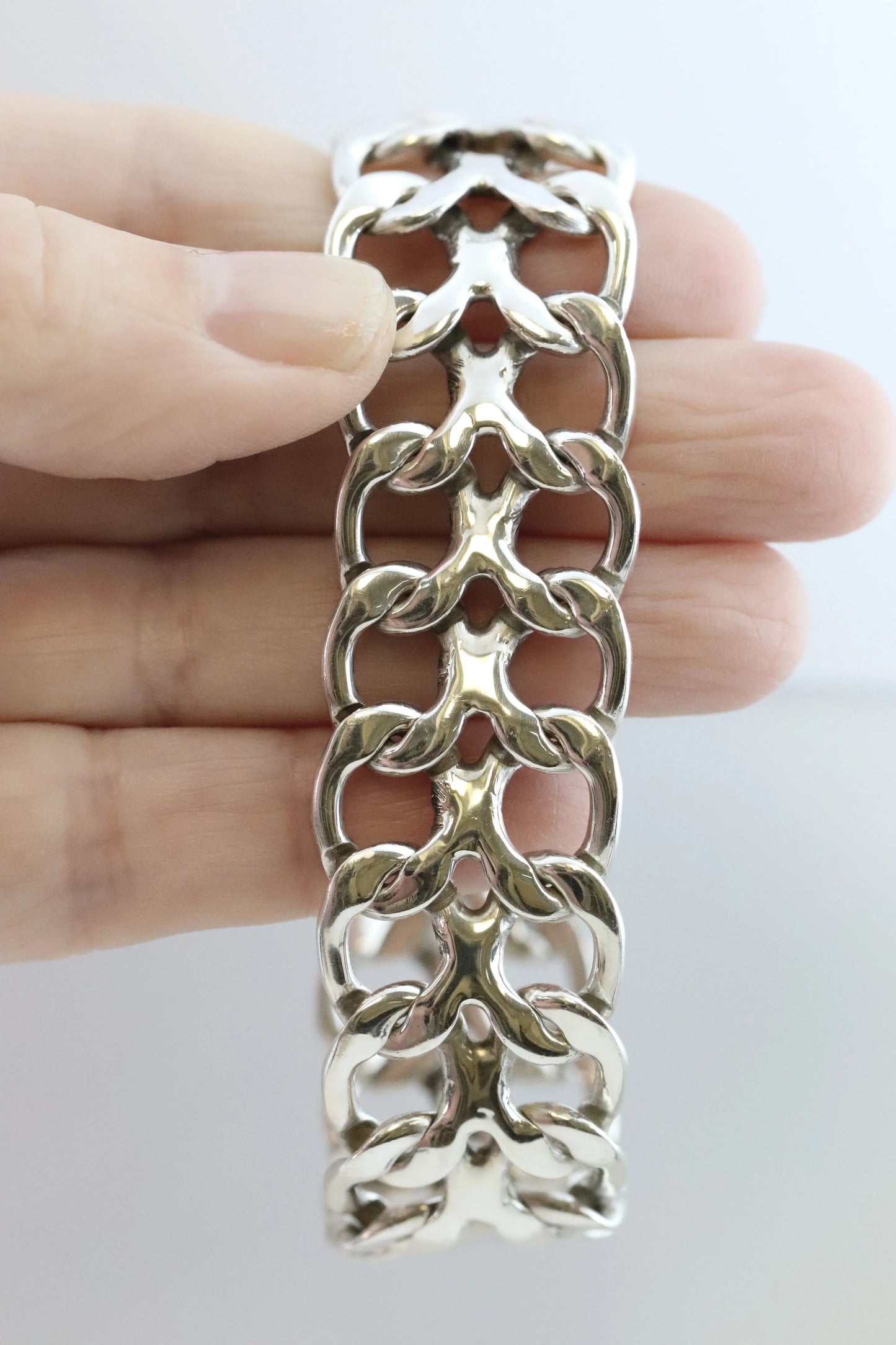 Vintage Taxco Rodolfo Espinoza Jewelry | Double Curb Open Work Bracelet - Carmel Fine Silver Jewelry