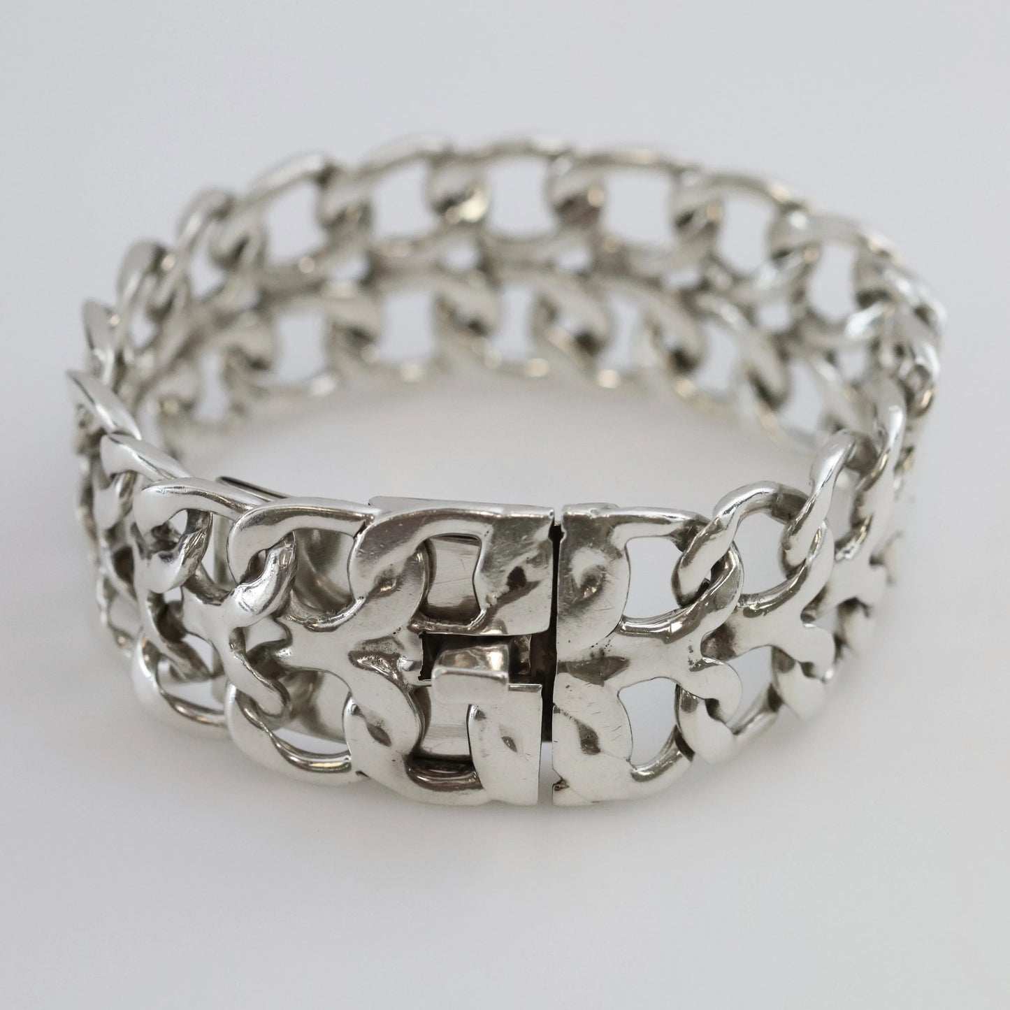 Vintage Taxco Rodolfo Espinoza Jewelry | Double Curb Open Work Bracelet - Carmel Fine Silver Jewelry