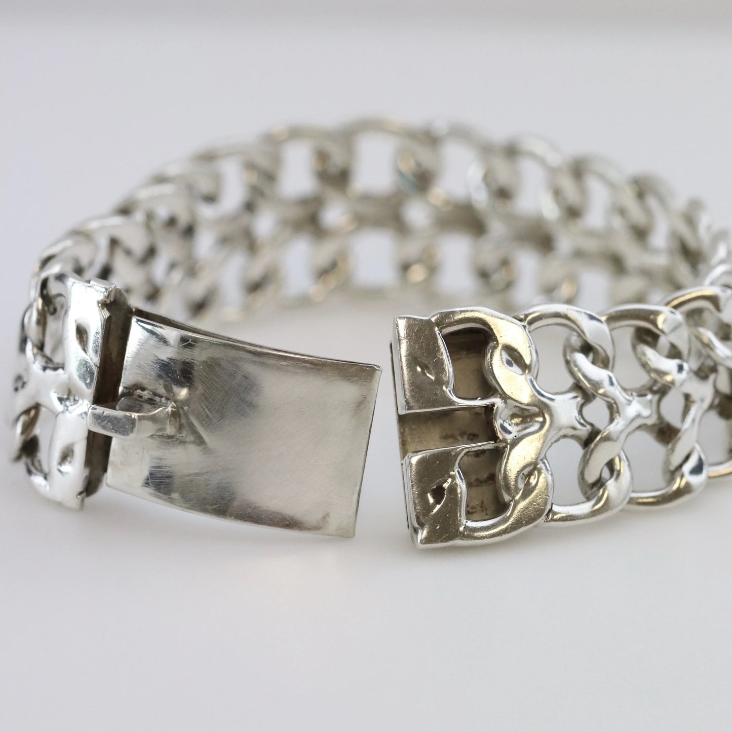 Vintage Taxco Rodolfo Espinoza Jewelry | Double Curb Open Work Bracelet - Carmel Fine Silver Jewelry