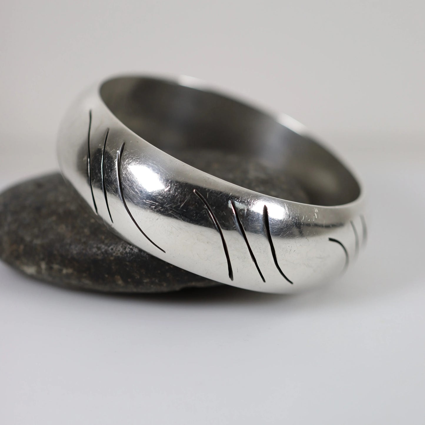 Vintage Taxco Silver Mexican Jewelry | Chunky Modernist Bangle Bracelet - Carmel Fine Silver Jewelry