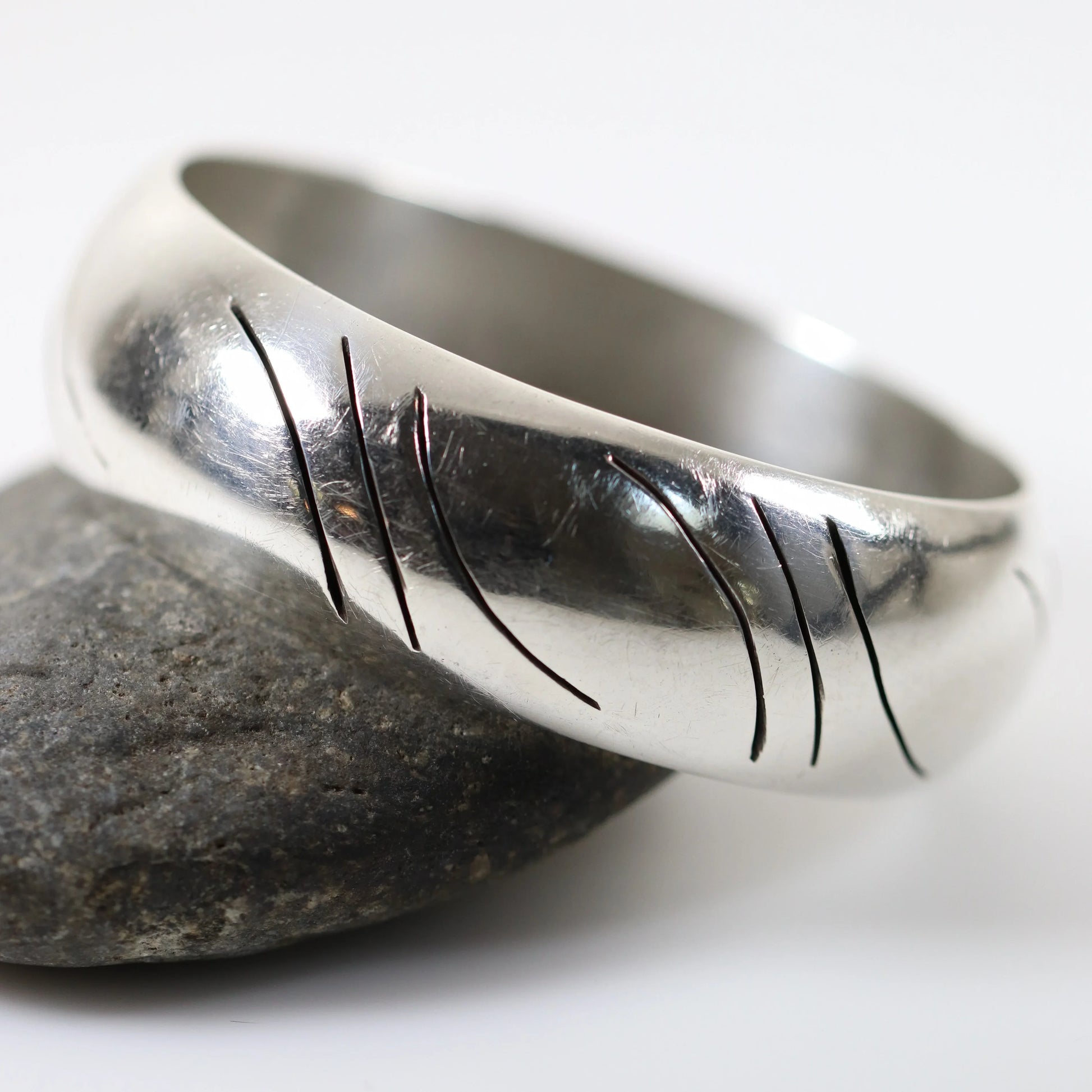 Vintage Taxco Silver Mexican Jewelry | Chunky Modernist Bangle Bracelet - Carmel Fine Silver Jewelry