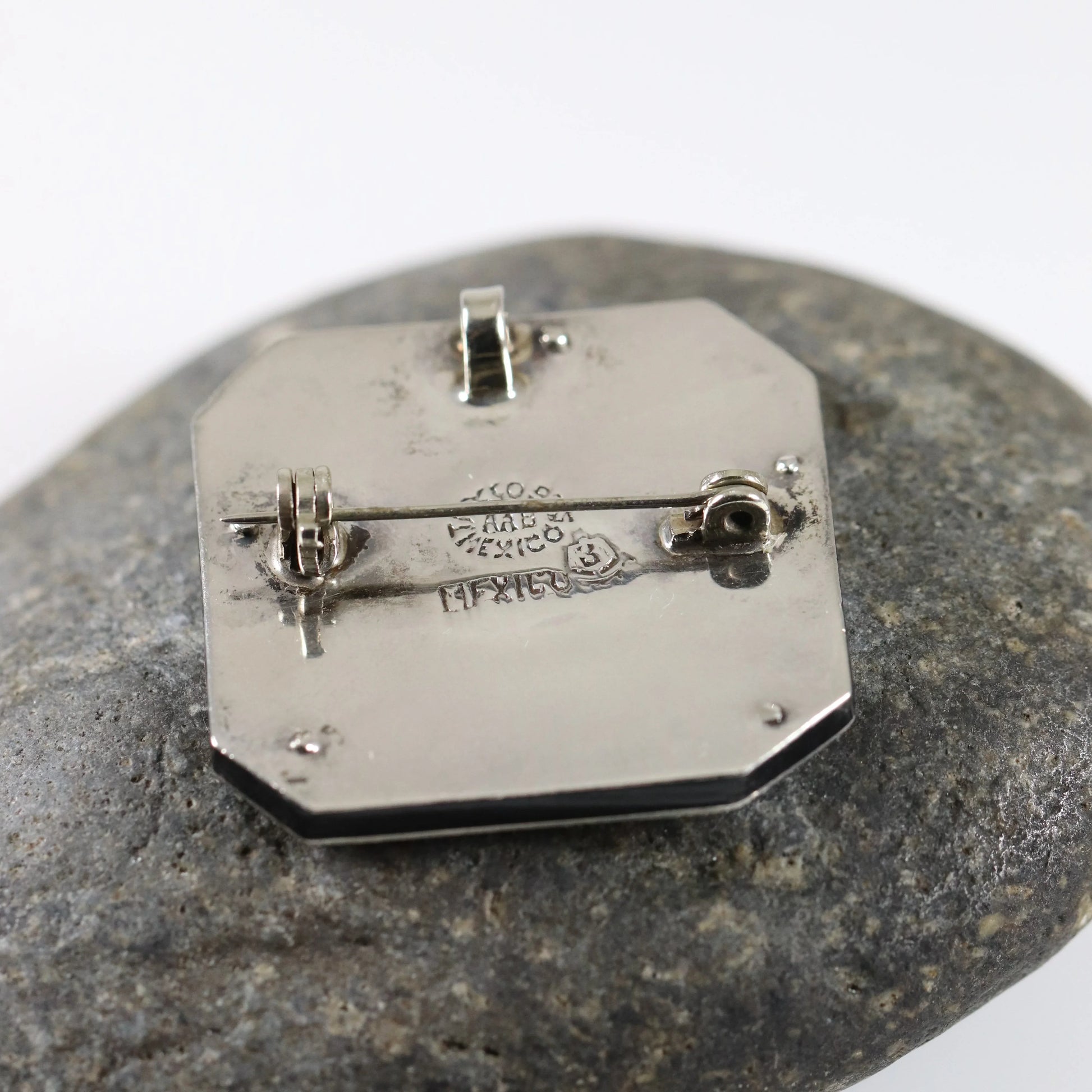 Vintage Taxco Silver Mexican Jewelry | Inlaid Native Warrior Brooch - Carmel Fine Silver Jewelry