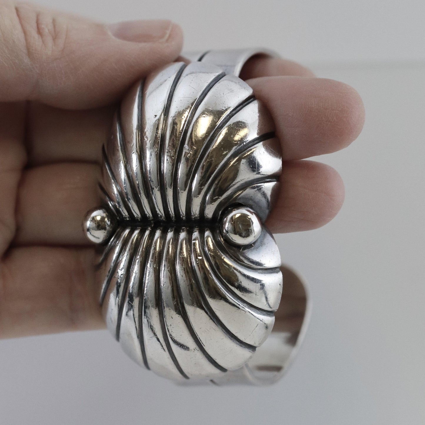 Vintage Taxco Silver Mexican Jewelry | Raphael Dominguez Heavy Cuff Bracelet - Carmel Fine Silver Jewelry