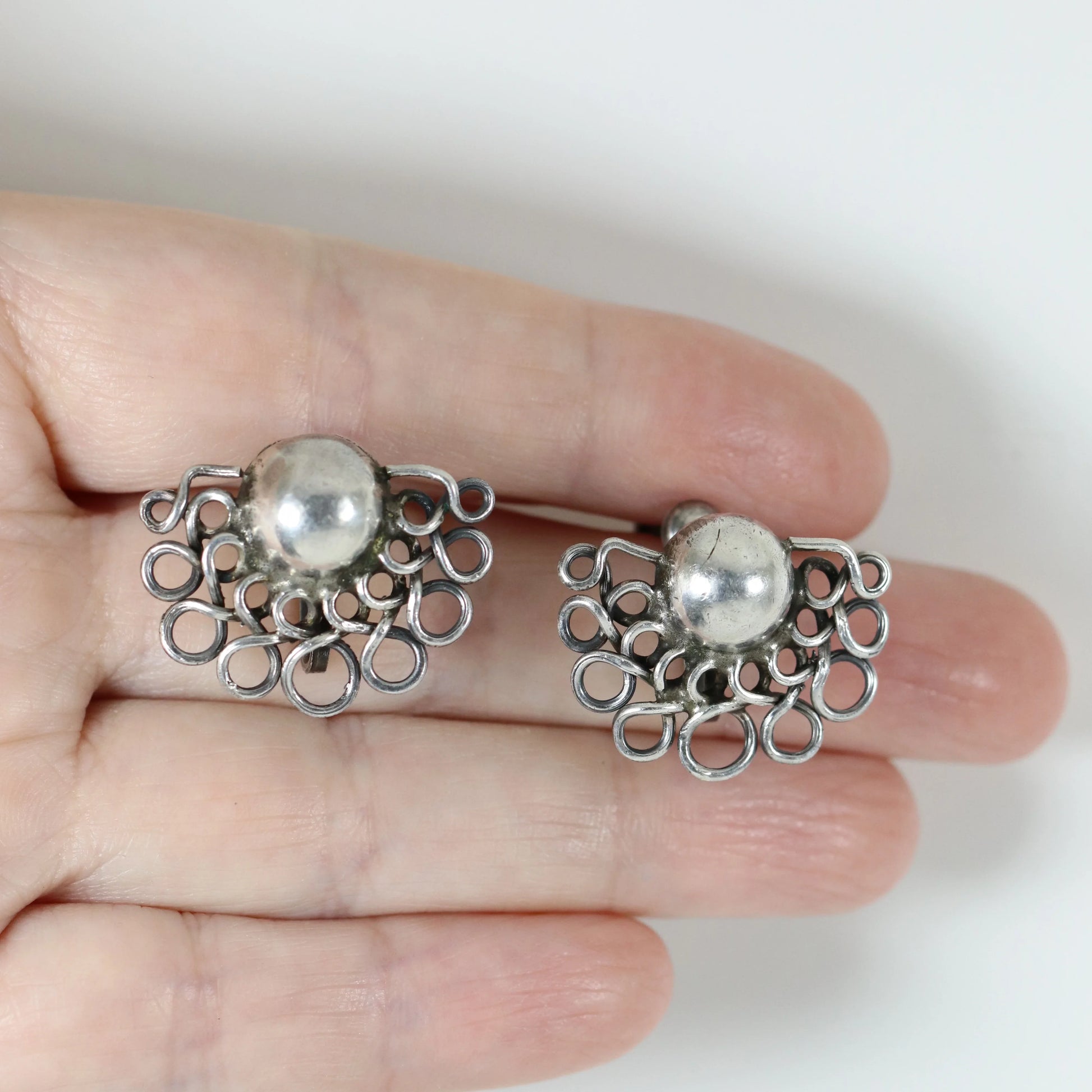 Vintage Taxco William Spratling Jewelry | Open Wire and Ball Earrings - Carmel Fine Silver Jewelry
