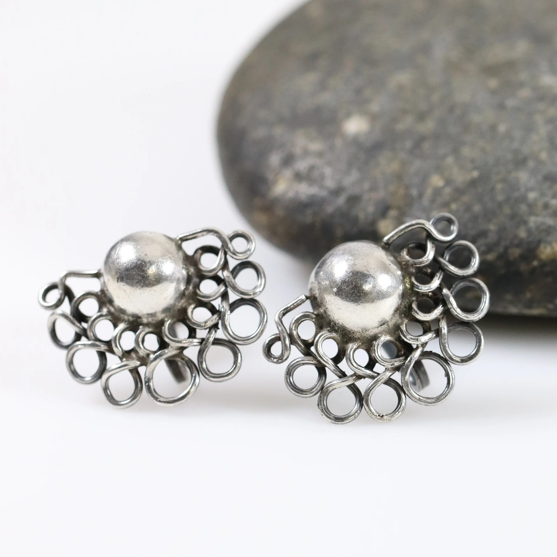 Vintage Taxco William Spratling Jewelry | Open Wire and Ball Earrings - Carmel Fine Silver Jewelry