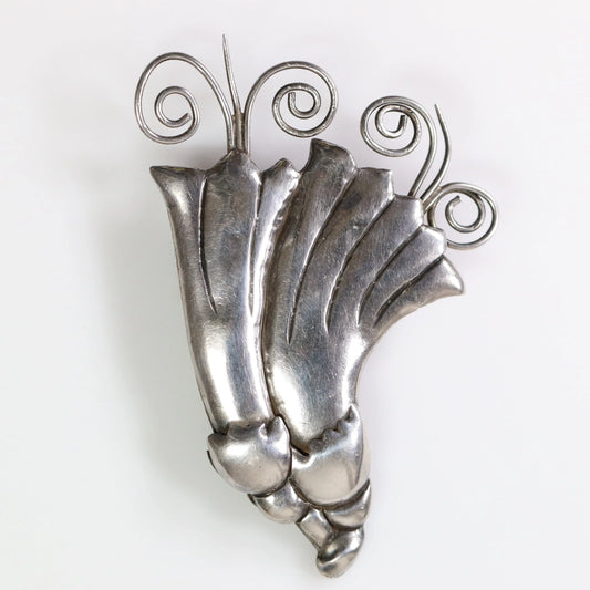 Vintage Valentin Vidaurreta Jewelry | Floral Statement Brooch 930 Sterling Silver Mexico - Carmel Fine Silver Jewelry