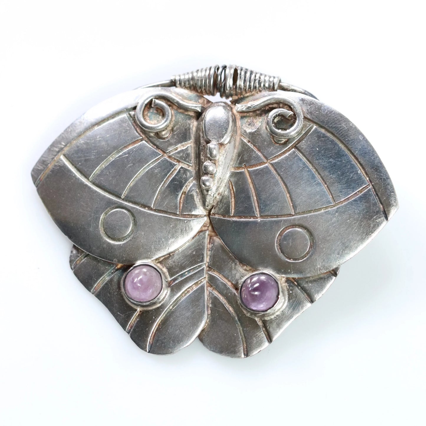 Vintage William Spratling Jewelry | Amethyst Butterfly Moth Brooch Sterling Silver Mexico - Carmel Fine Silver Jewelry