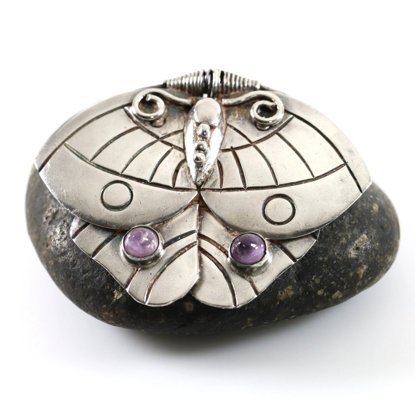 Vintage William Spratling Jewelry | Amethyst Butterfly Moth Brooch Sterling Silver Mexico - Carmel Fine Silver Jewelry