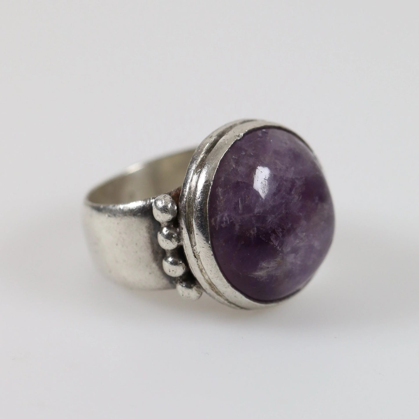 Vintage William Spratling Jewelry | Amethyst Mid-Century Statement Ring Mexico (US 8 3/4) - Carmel Fine Silver Jewelry