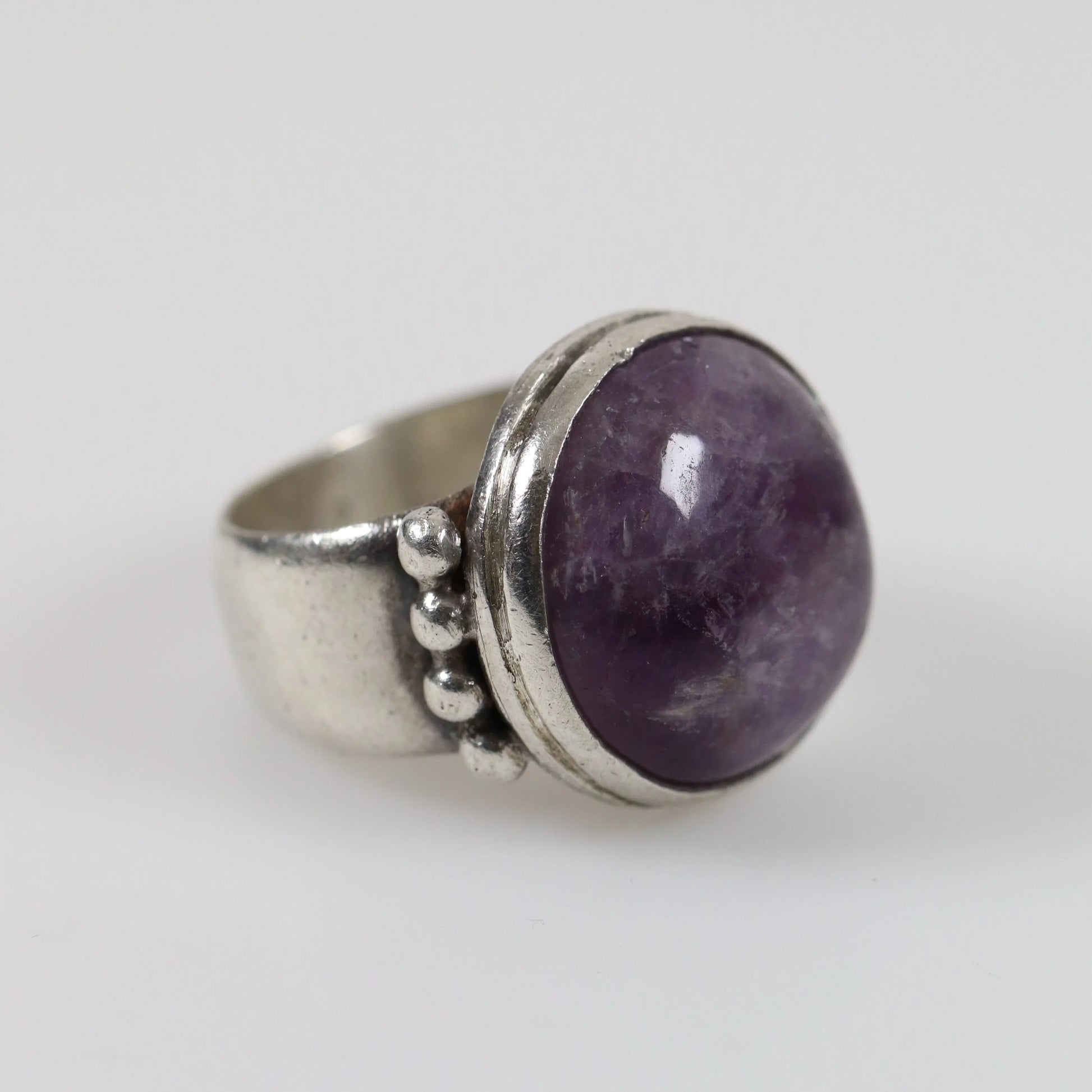 Vintage William Spratling Jewelry | Amethyst Mid-Century Statement Ring Mexico (US 8 3/4) - Carmel Fine Silver Jewelry