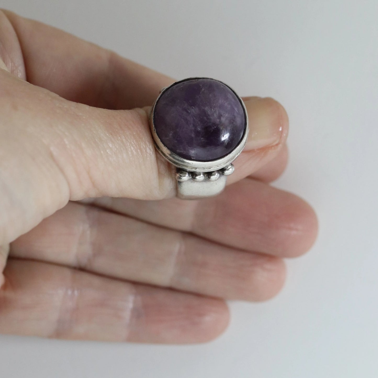 Vintage William Spratling Jewelry | Amethyst Mid-Century Statement Ring Mexico (US 8 3/4) - Carmel Fine Silver Jewelry