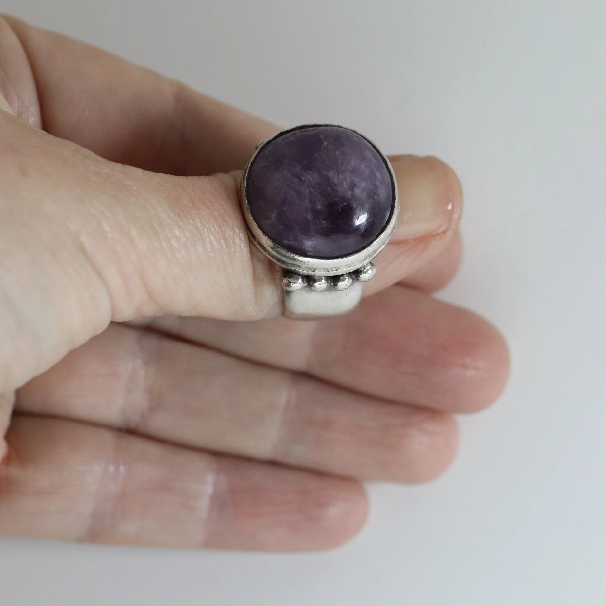 Vintage William Spratling Jewelry | Amethyst Mid-Century Statement Ring Mexico (US 8 3/4) - Carmel Fine Silver Jewelry