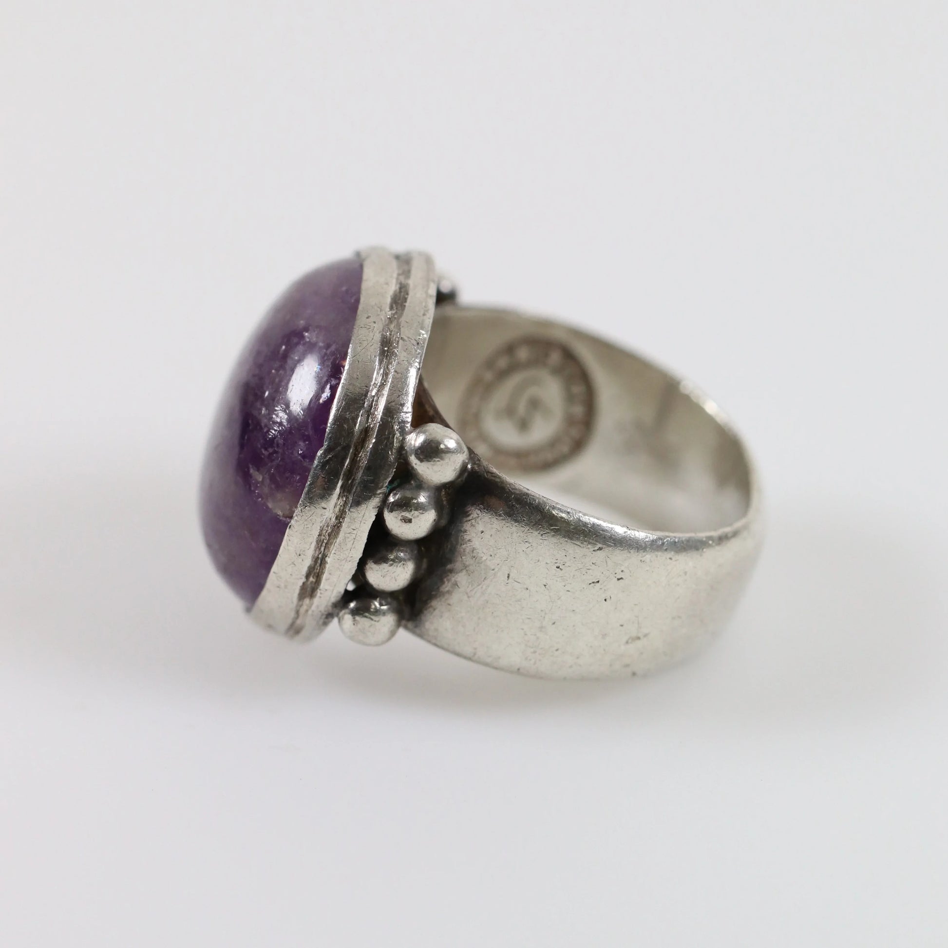Vintage William Spratling Jewelry | Amethyst Mid-Century Statement Ring Mexico (US 8 3/4) - Carmel Fine Silver Jewelry