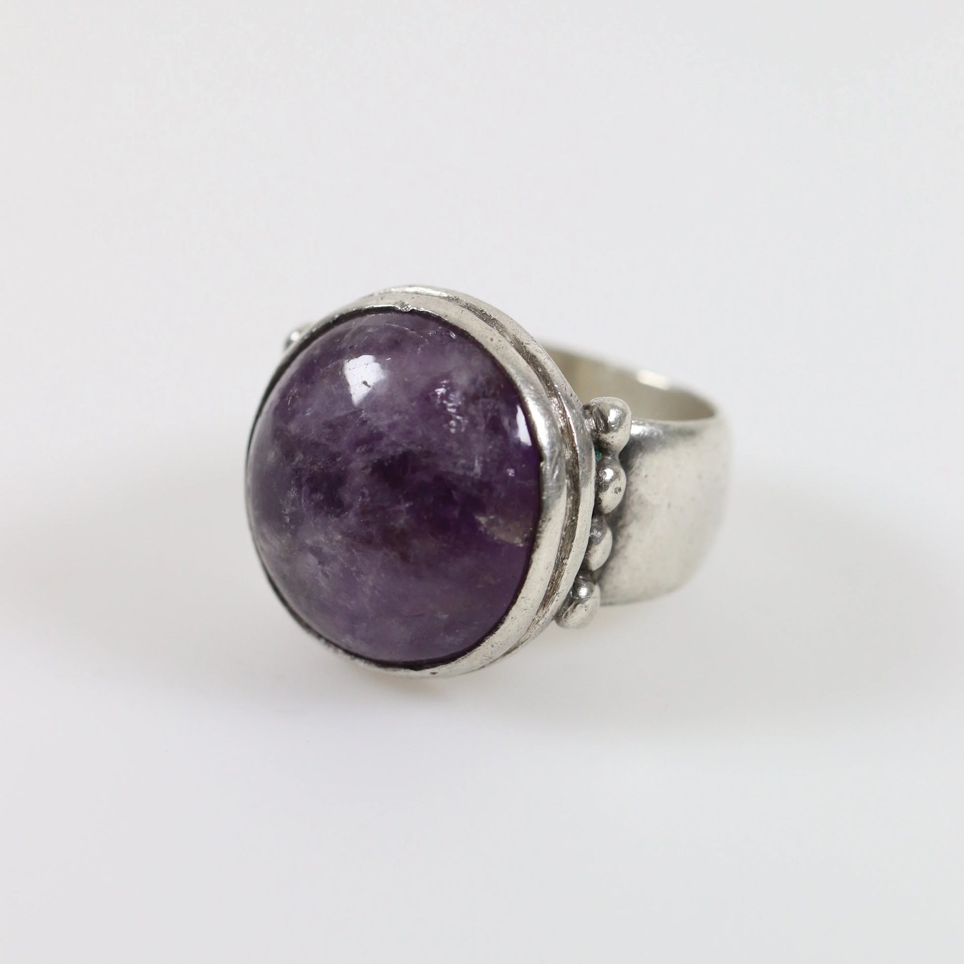 Vintage William Spratling Jewelry | Amethyst Mid-Century Statement Ring Mexico (US 8 3/4) - Carmel Fine Silver Jewelry