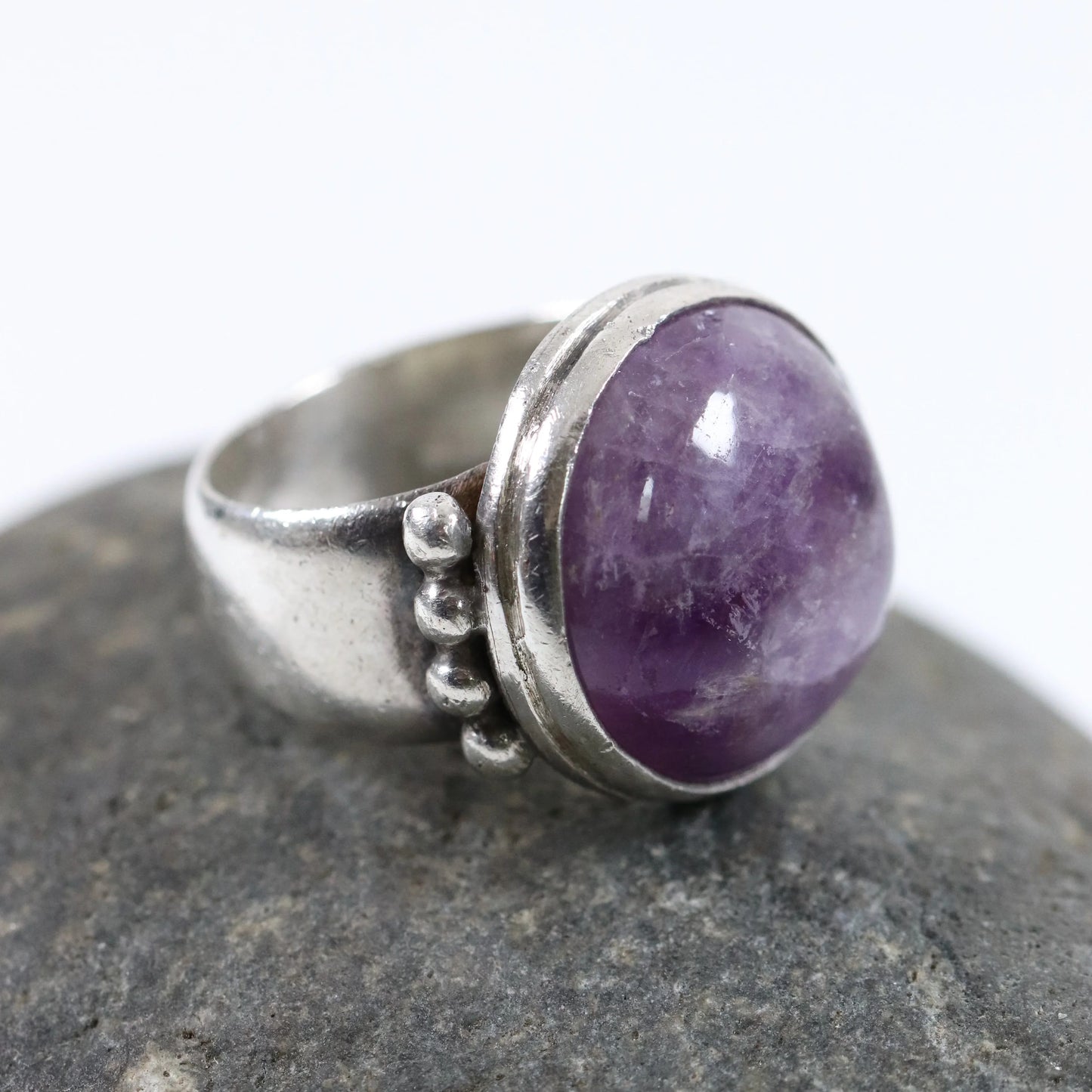 Vintage William Spratling Jewelry | Amethyst Mid-Century Statement Ring Mexico (US 8 3/4) - Carmel Fine Silver Jewelry