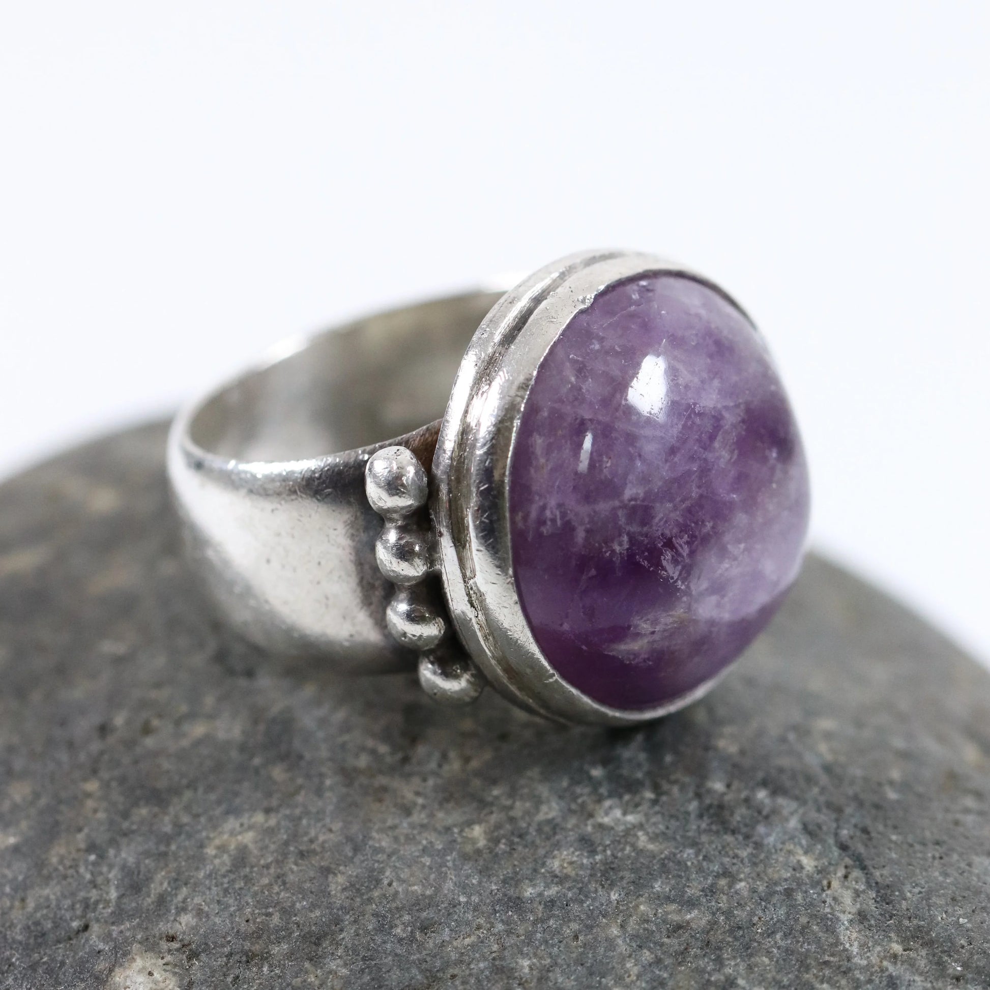 Vintage William Spratling Jewelry | Amethyst Mid-Century Statement Ring Mexico (US 8 3/4) - Carmel Fine Silver Jewelry