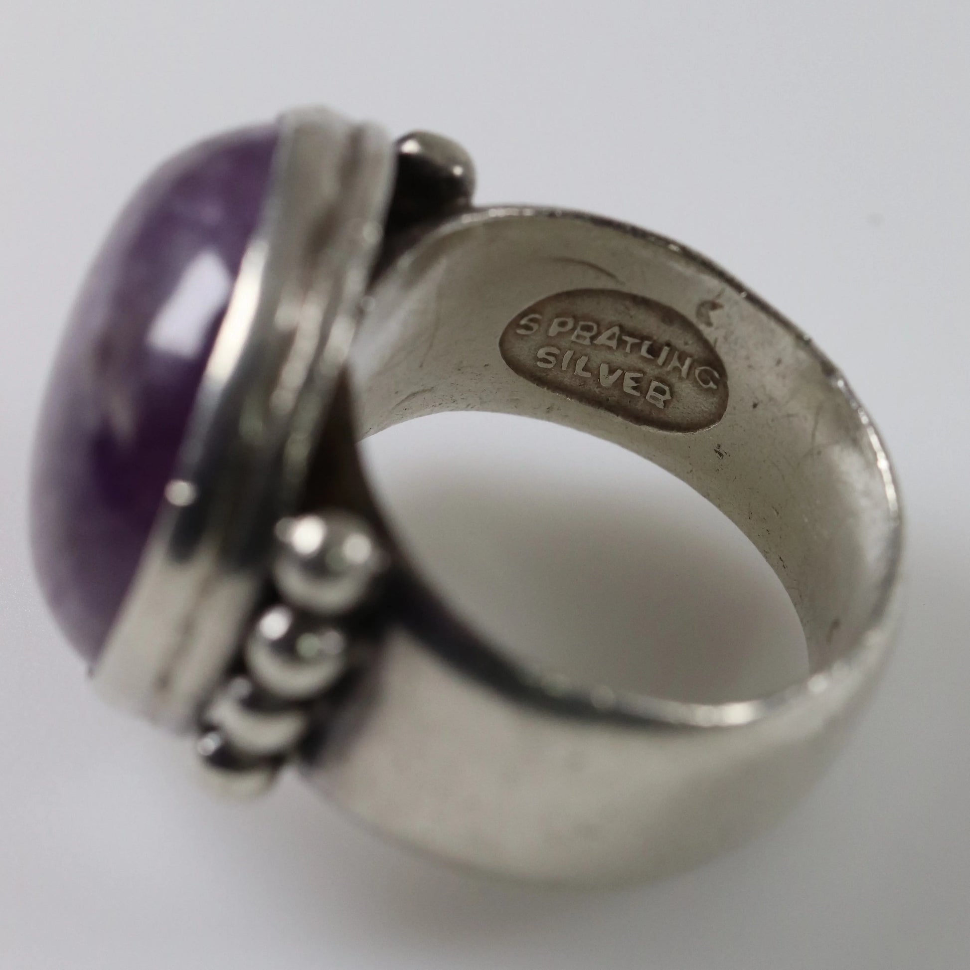 Vintage William Spratling Jewelry | Amethyst Mid-Century Statement Ring Mexico (US 8 3/4) - Carmel Fine Silver Jewelry