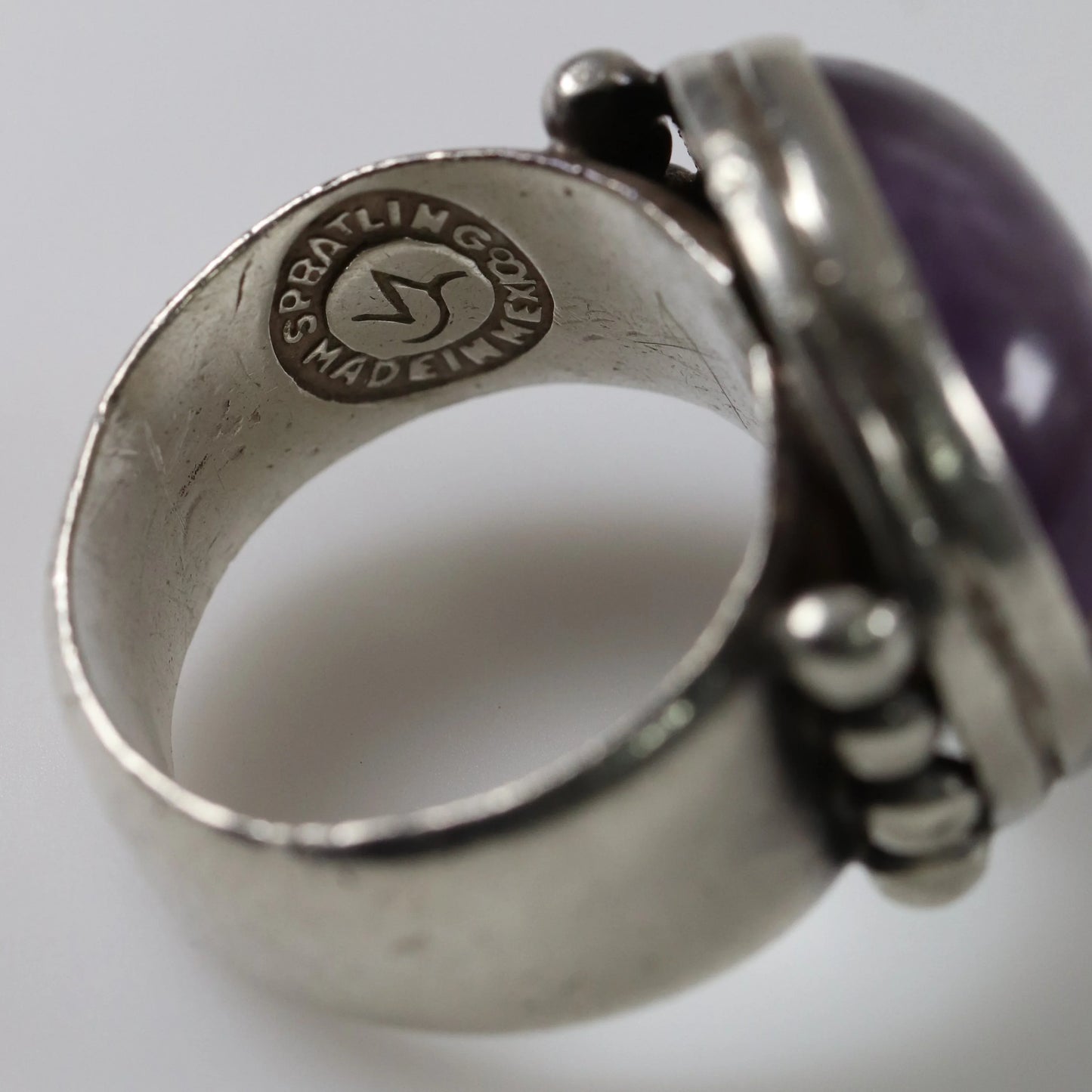 Vintage William Spratling Jewelry | Amethyst Mid-Century Statement Ring Mexico (US 8 3/4) - Carmel Fine Silver Jewelry
