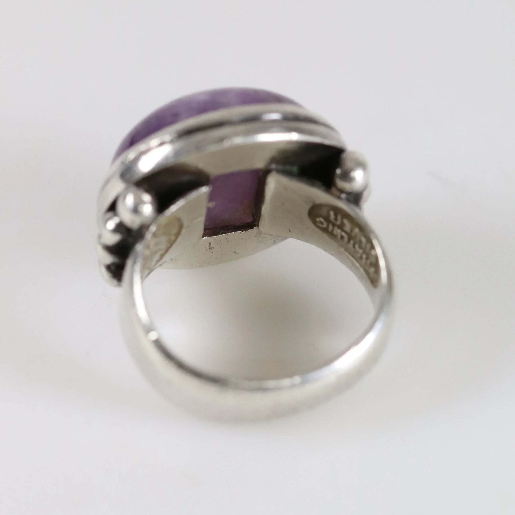 Vintage William Spratling Jewelry | Beaded Mid-Century Amethyst Statement Ring Mexico (US 5 3/4) - Carmel Fine Silver Jewelry