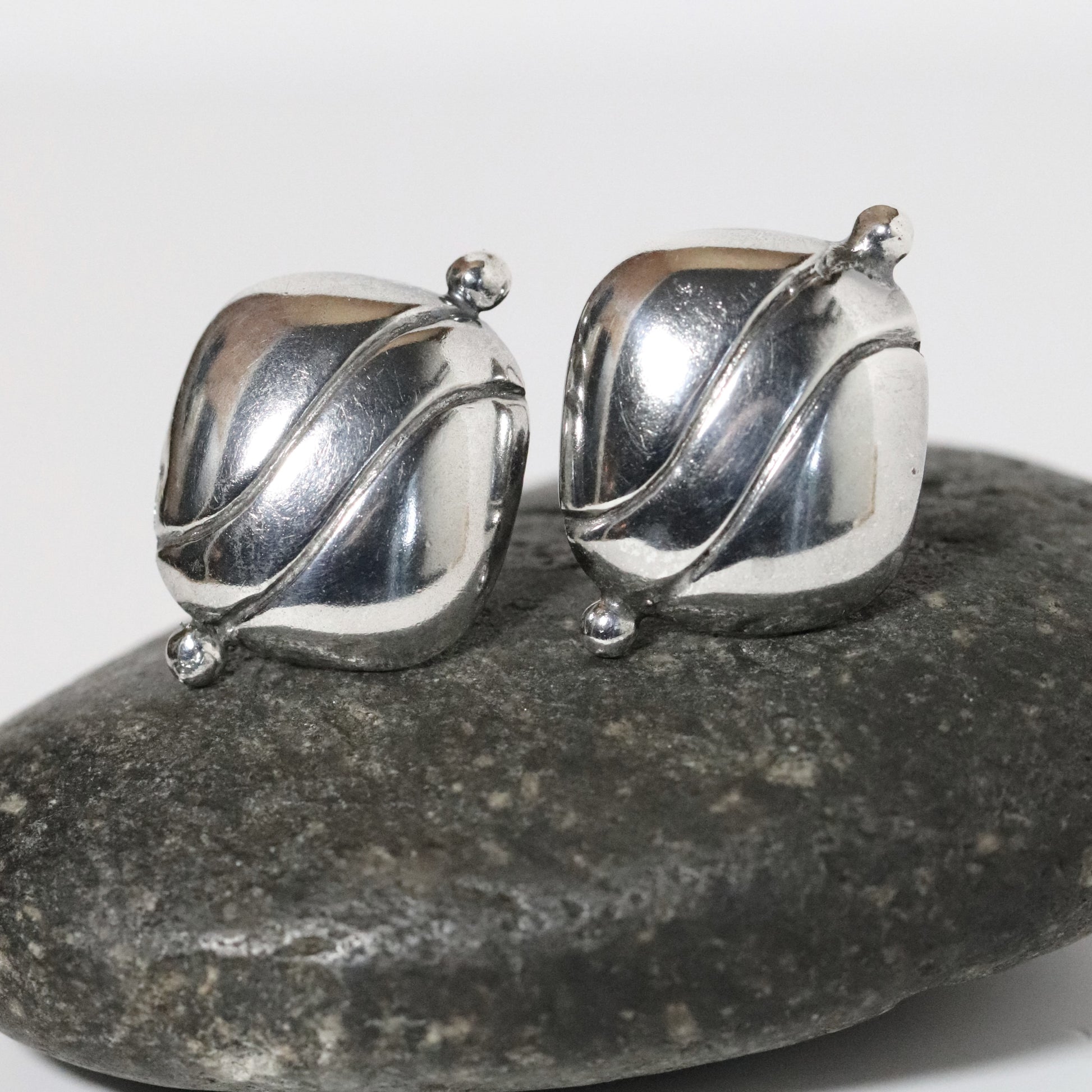 Vintage William Spratling Jewelry | Iconic Pillow Earrings Mexico - Carmel Fine Silver Jewelry