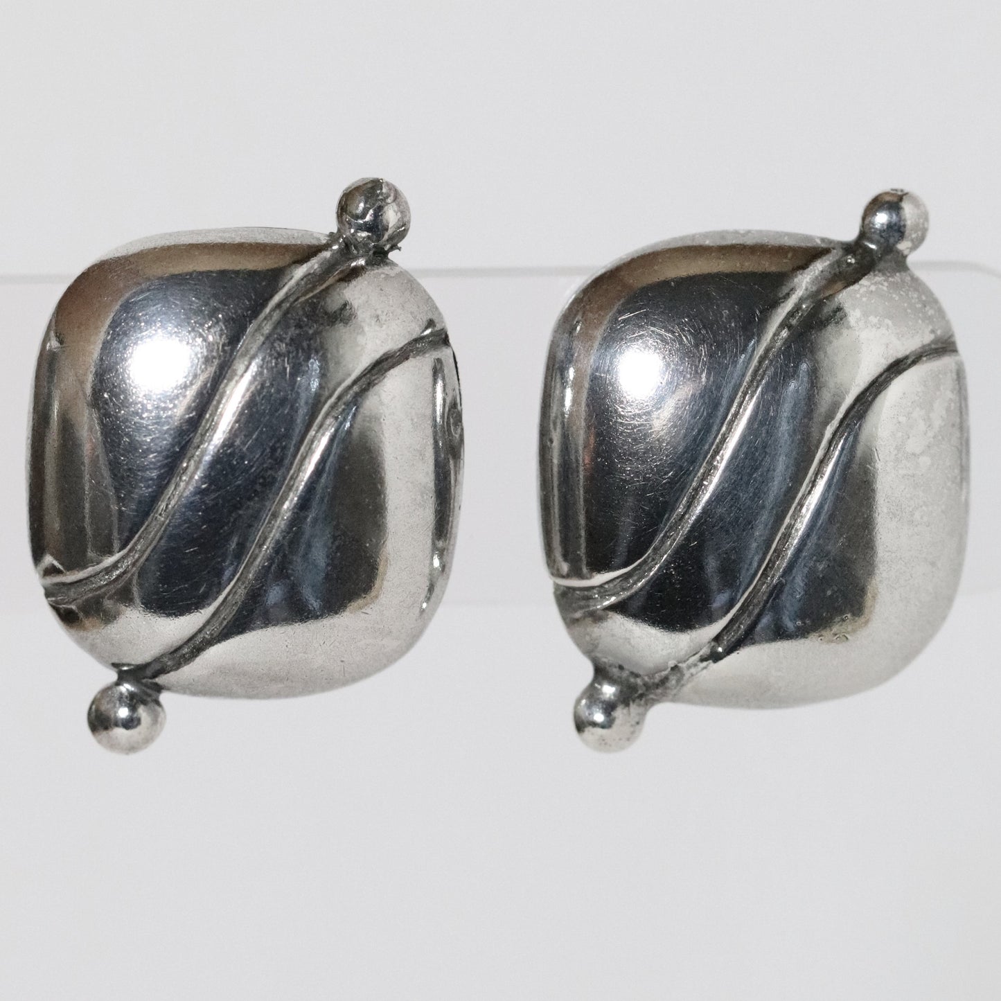 Vintage William Spratling Jewelry | Iconic Pillow Earrings Mexico - Carmel Fine Silver Jewelry