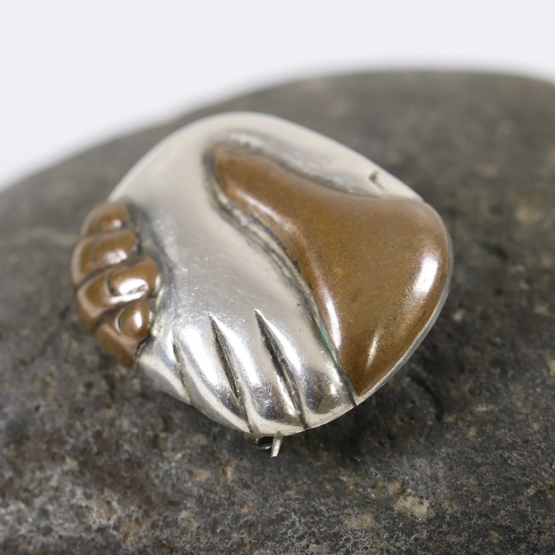 Vintage William Spratling Jewelry | Married Metal Continental Solidarity Brooch Mexico - Carmel Fine Silver Jewelry