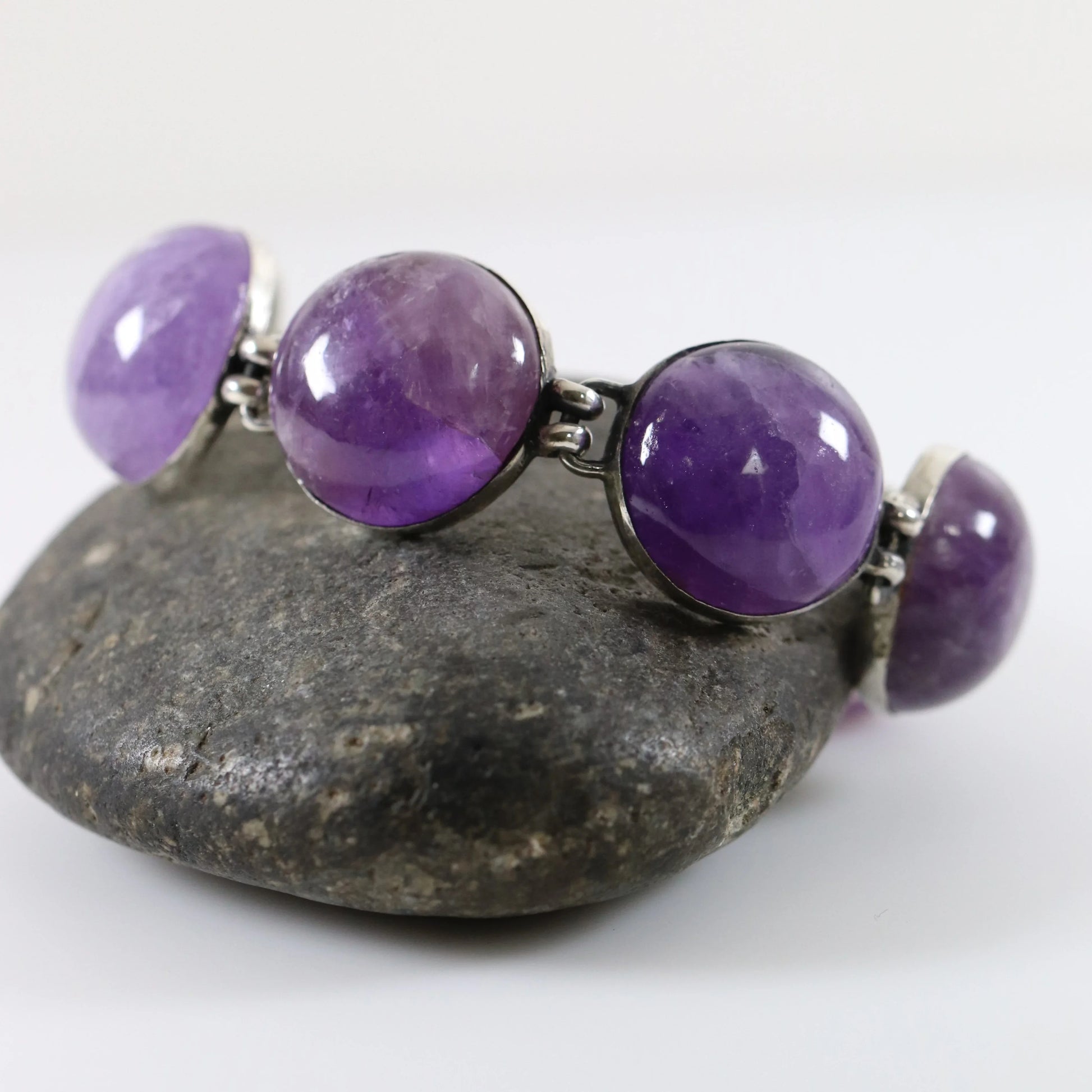 Vintage William Spratling Jewelry | Rare Amethyst Statement Bracelet 980 Sterling Silver Mexico - Carmel Fine Silver Jewelry