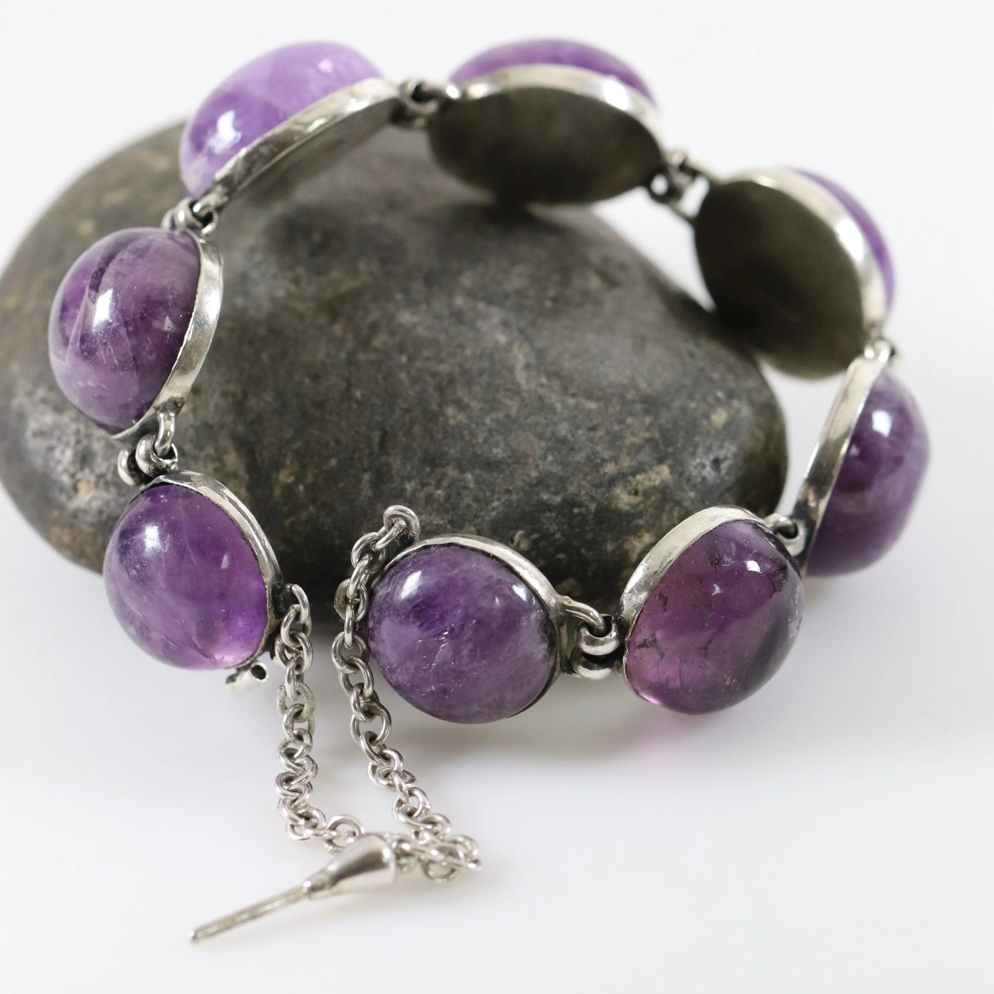Vintage William Spratling Jewelry | Rare Amethyst Statement Bracelet 980 Sterling Silver Mexico - Carmel Fine Silver Jewelry