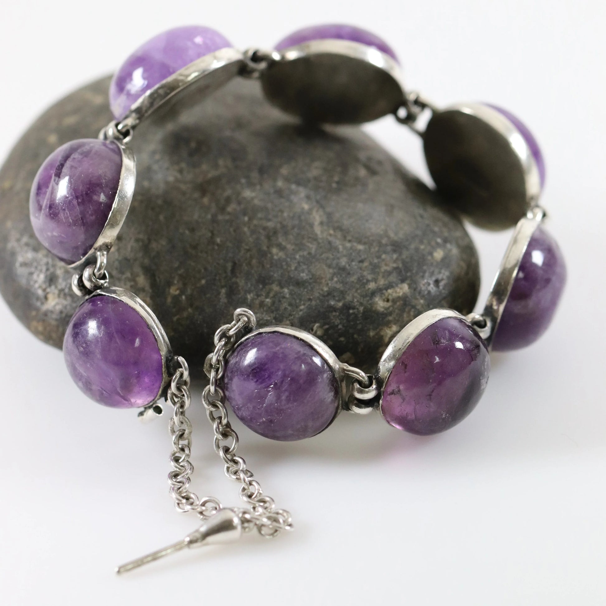 Vintage William Spratling Jewelry | Rare Amethyst Statement Bracelet 980 Sterling Silver Mexico - Carmel Fine Silver Jewelry