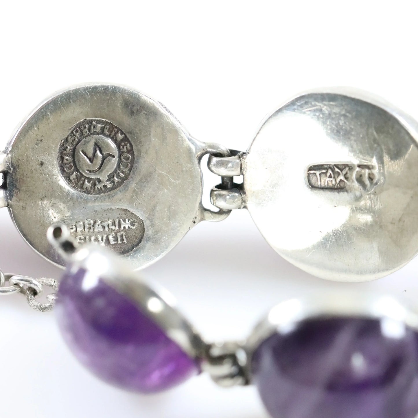 Vintage William Spratling Jewelry | Rare Amethyst Statement Bracelet 980 Sterling Silver Mexico - Carmel Fine Silver Jewelry