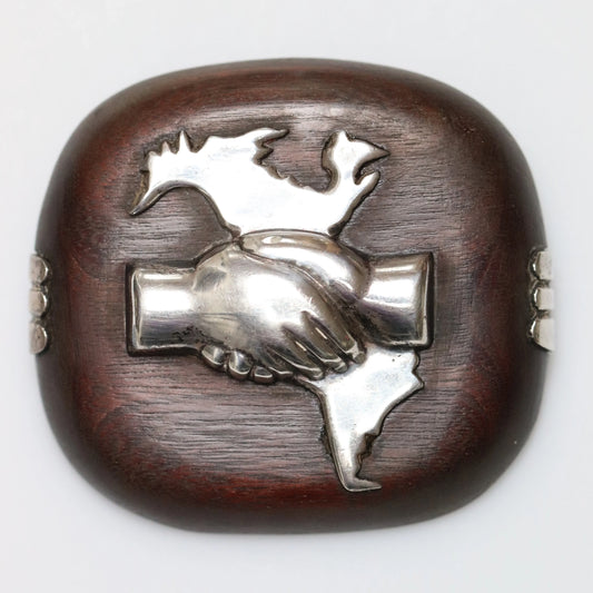 Vintage William Spratling Jewelry | Rosewood and Sterling Silver Continental Solidarity Brooch Mexico - Carmel Fine Silver Jewelry