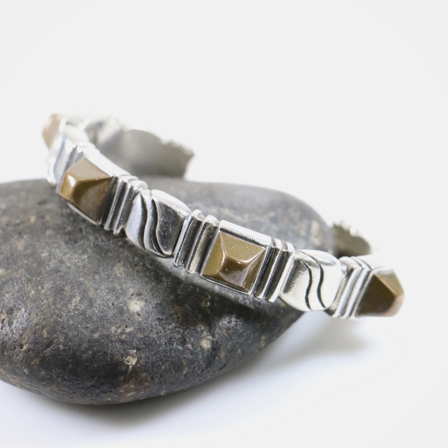 Vintage William Spratling Jewelry | Solid Sterling Silver Copper Trimmed Silver Cuff Mexico - Carmel Fine Silver Jewelry