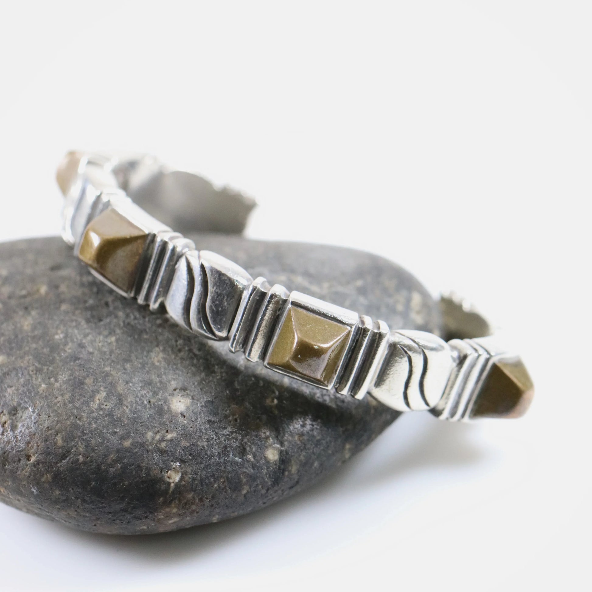 Vintage William Spratling Jewelry | Solid Sterling Silver Copper Trimmed Silver Cuff Mexico - Carmel Fine Silver Jewelry
