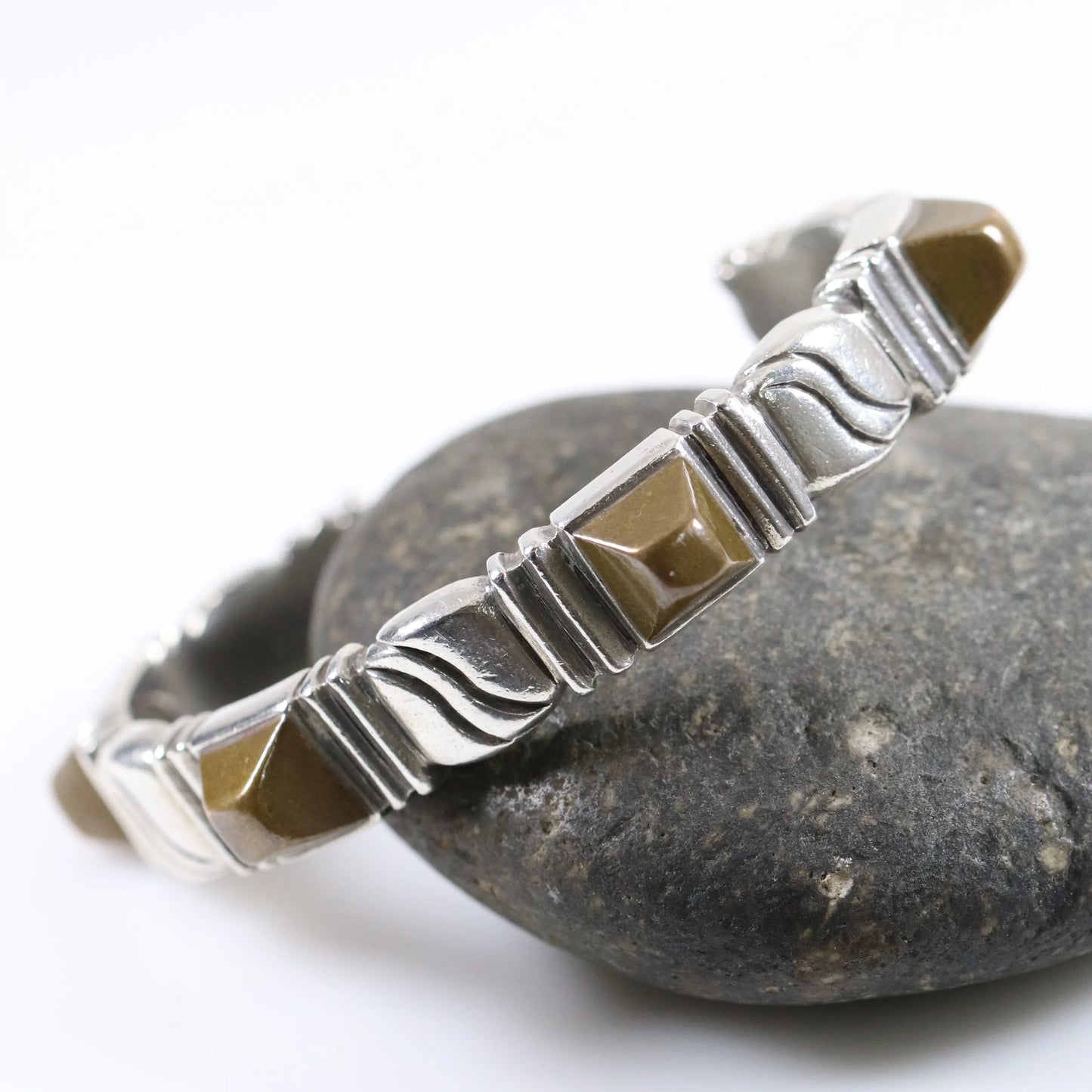 Vintage William Spratling Jewelry | Solid Sterling Silver Copper Trimmed Silver Cuff Mexico - Carmel Fine Silver Jewelry