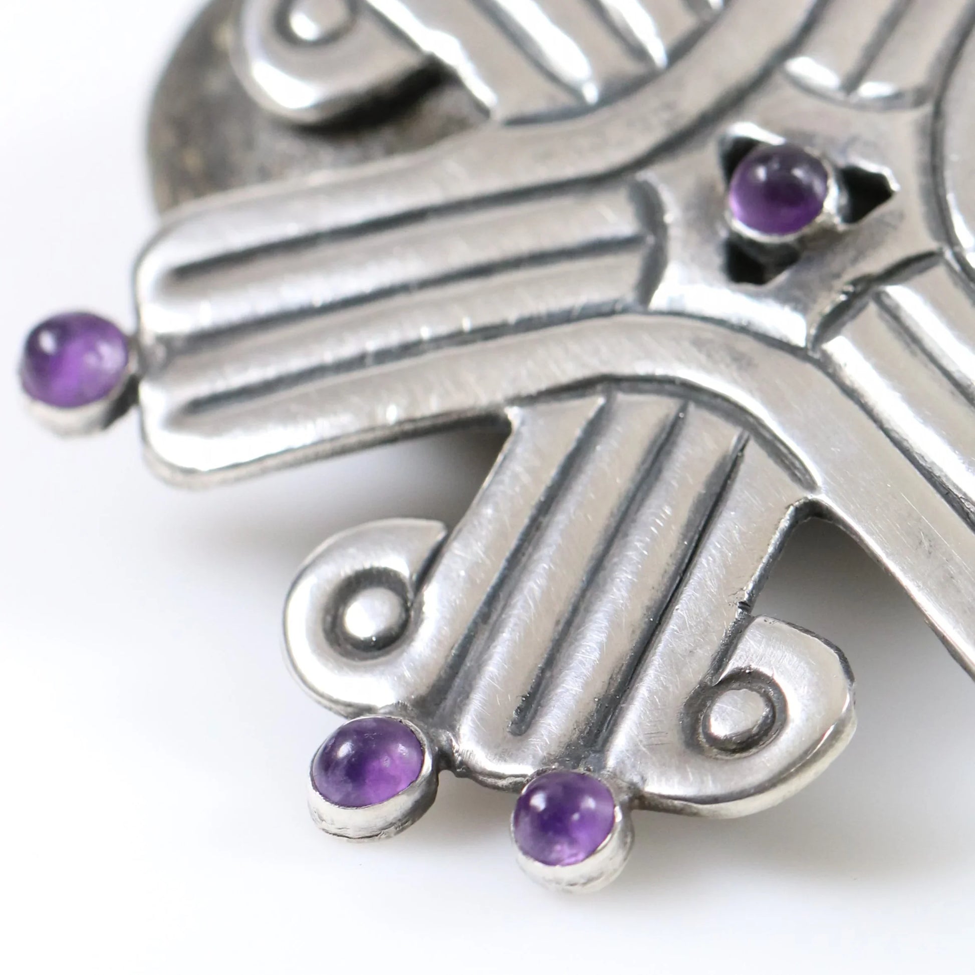 Vintage William Spratling Jewelry | William Spratling Amethyst Geometric Brooch Mexico - Carmel Fine Silver Jewelry