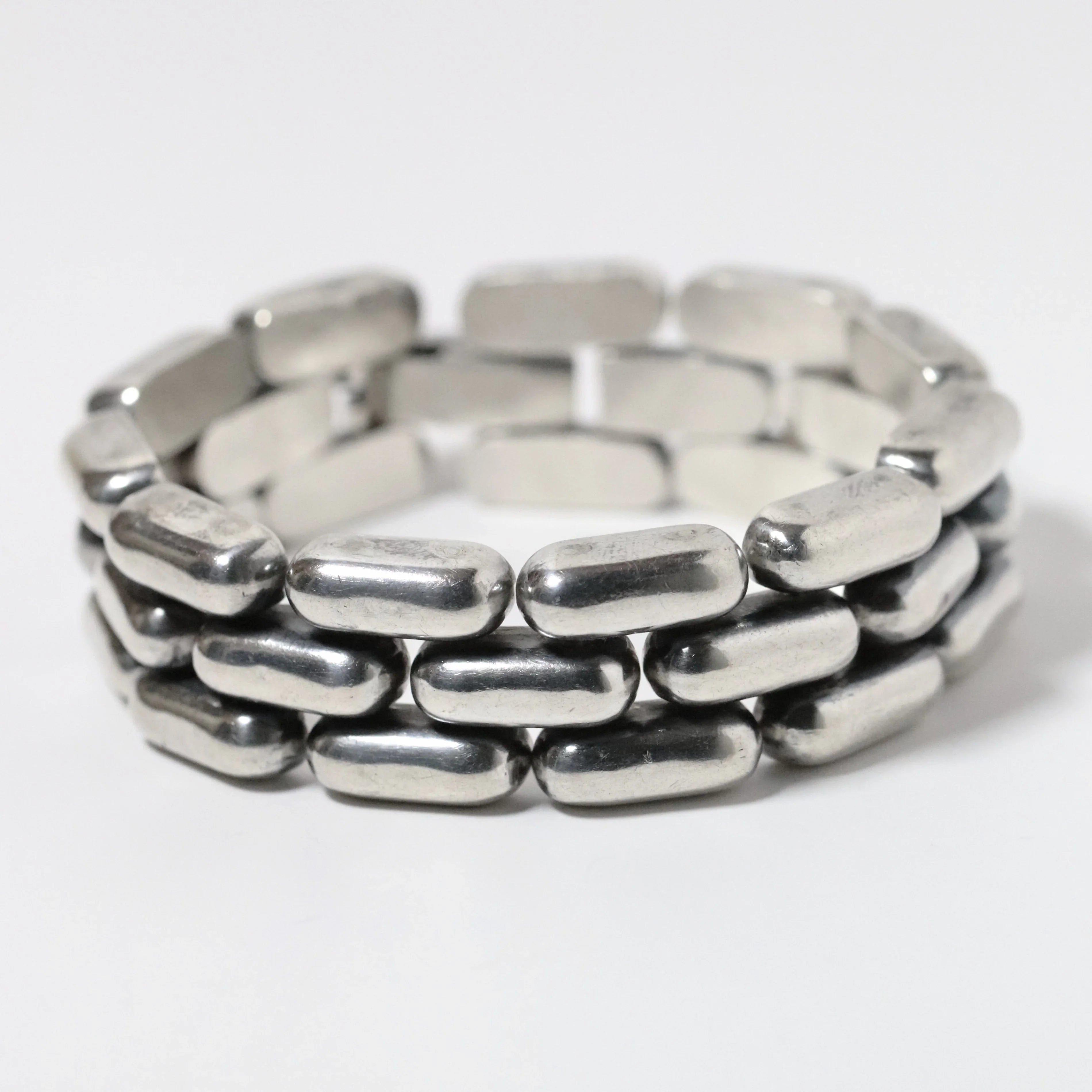 Bracelet Ancien En Argent Massif Motif Grenouille Mexico - Occasion - Argent Sterling