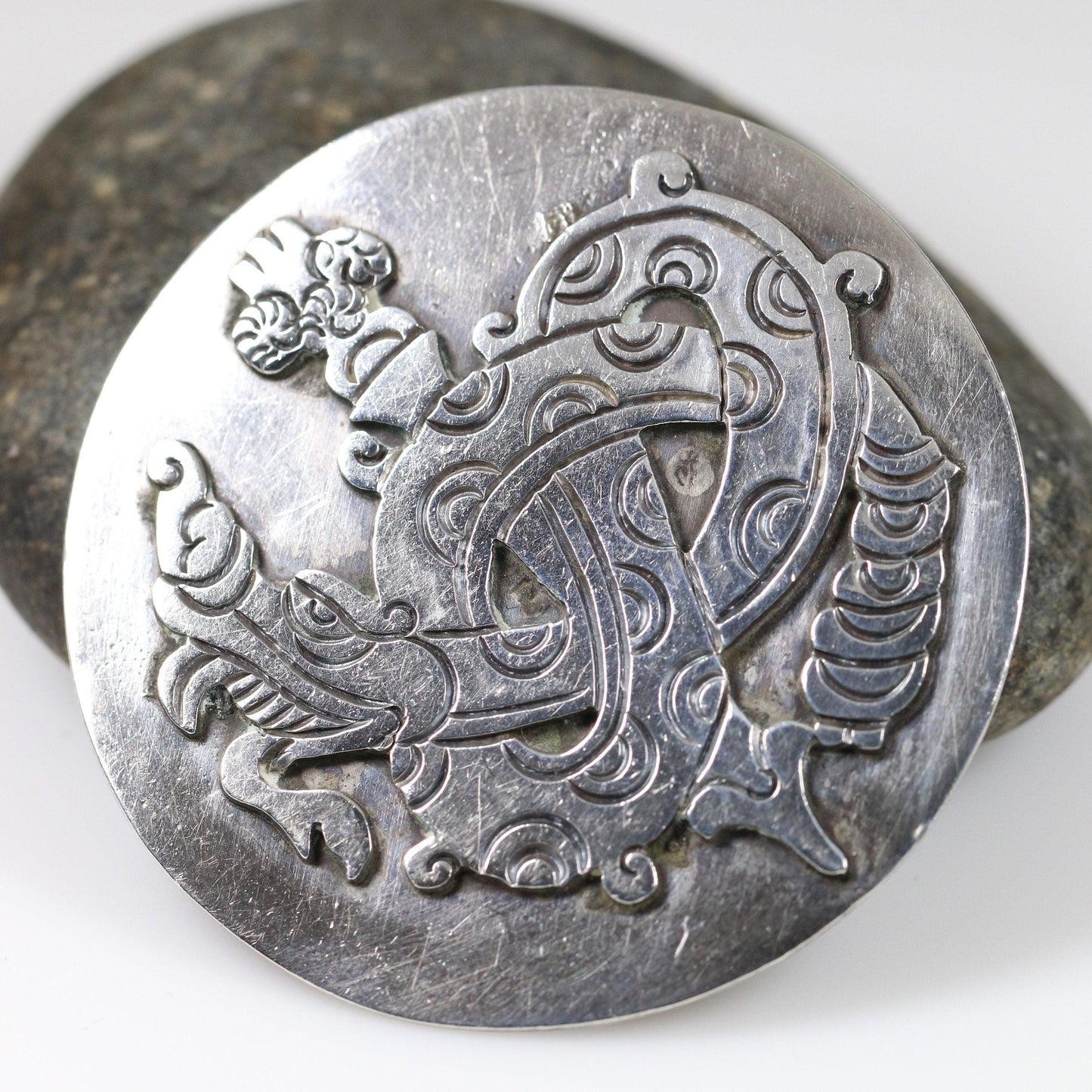 William Spratling Brooch | Taxco Quetzalcoatl Plumed Serpent Pin | Vintage 980 Sterling Silver Mexico - Carmel Fine Silver Jewelry