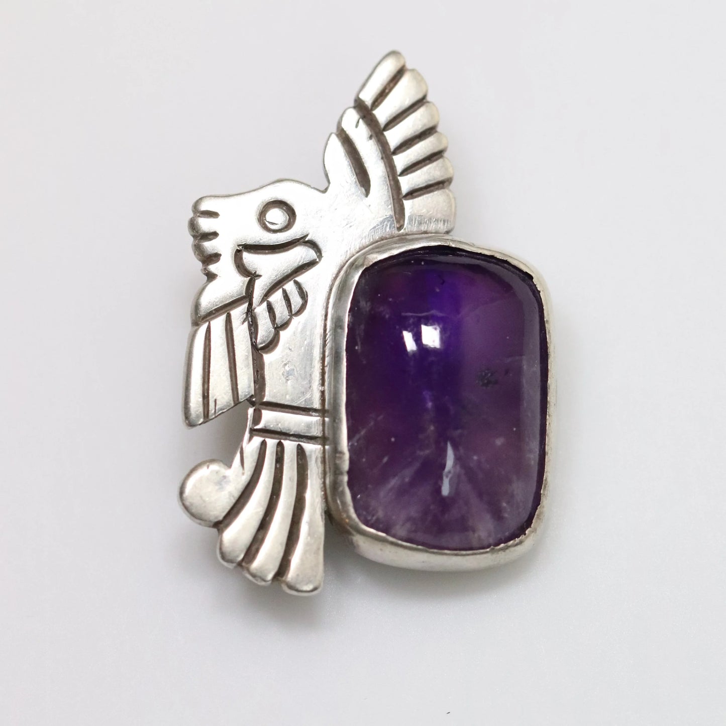 William Spratling Jewelry | Taxco Silver Amethyst Eagle Vintage Brooch - Carmel Fine Silver Jewelry