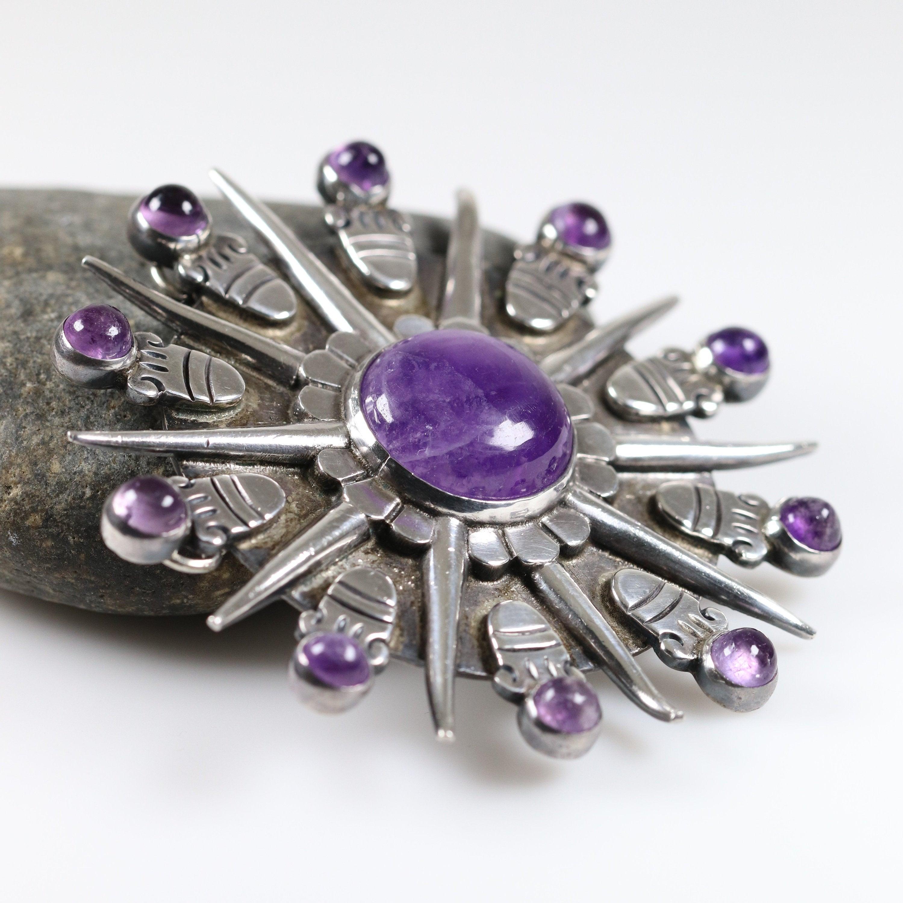 Buy 925 Sterling Silver Brooch with Amethyst