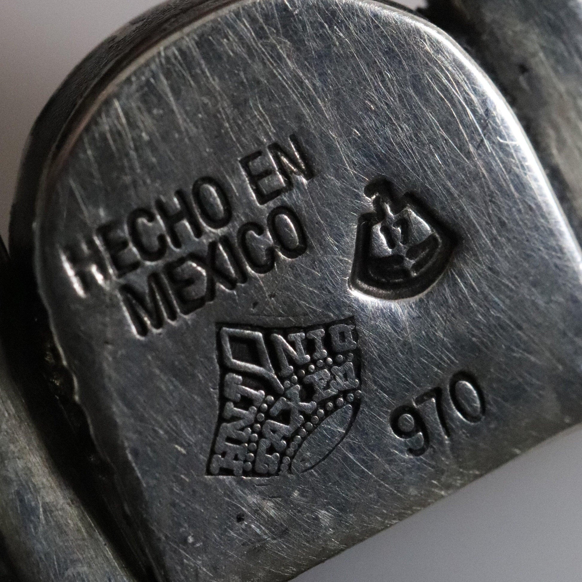 Antonio Pineda Bracelet | Taxco Mid-Century Modernist Horseshoe-Link Amethyst | Vintage 970 Sterling Silver Mexico - Carmel Fine Silver Jewelry