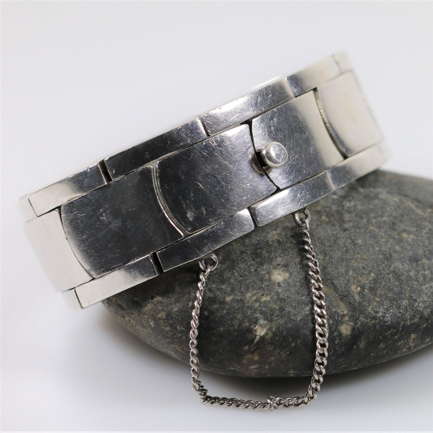 Antonio Pineda Bracelet | Taxco Mid-Century Modernist Panel | Vintage 970 Sterling Silver Mexico - Carmel Fine Silver Jewelry