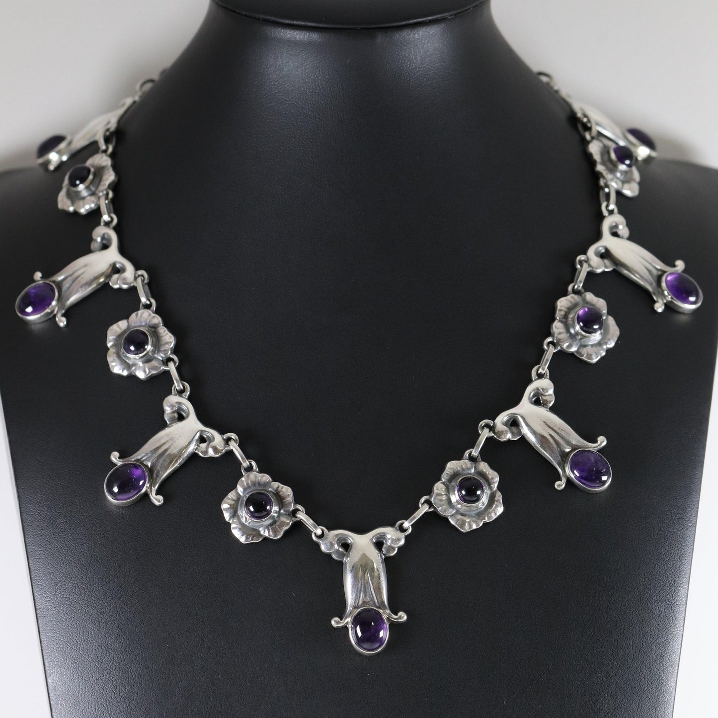 Georg Jensen Jewelry | Amethyst Art Nouveau Silver Vintage Necklace 7 - Carmel Fine Silver Jewelry