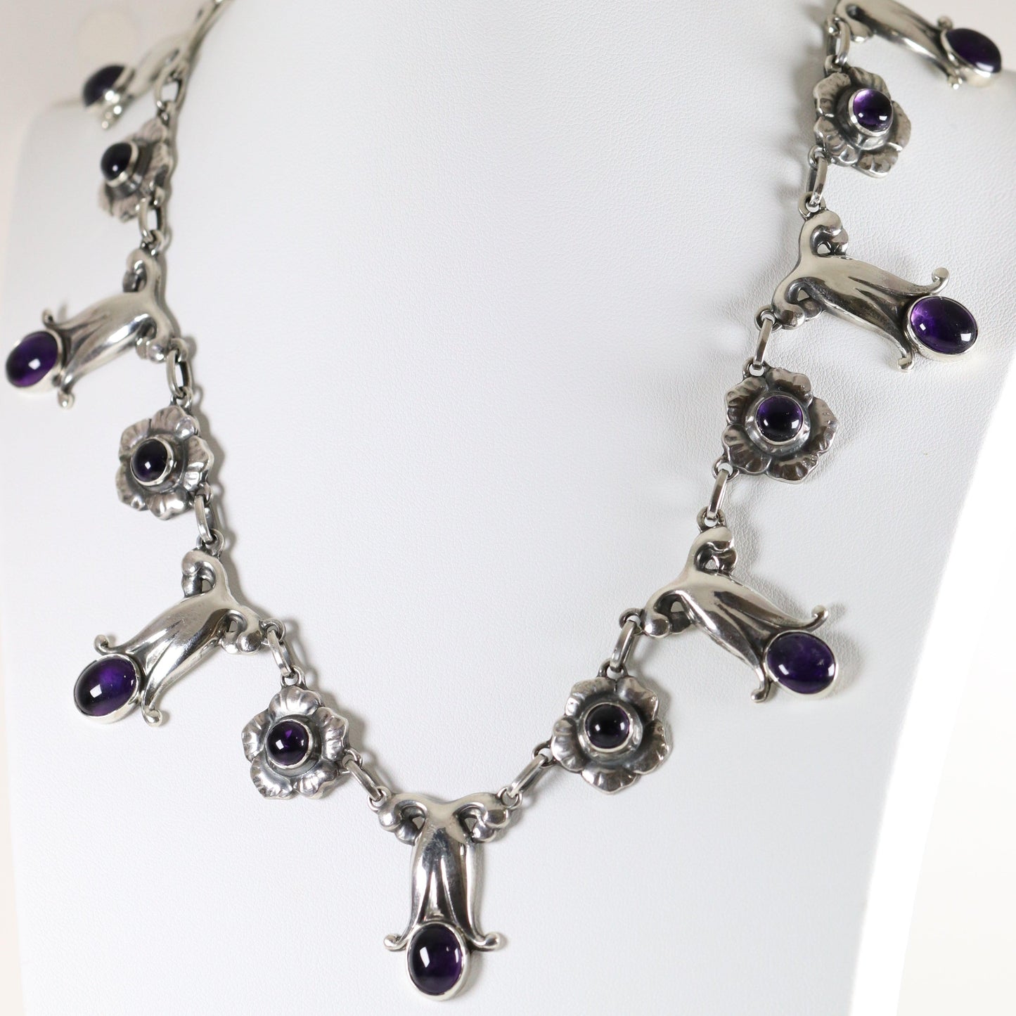 Georg Jensen Jewelry | Amethyst Art Nouveau Silver Vintage Necklace 7 - Carmel Fine Silver Jewelry